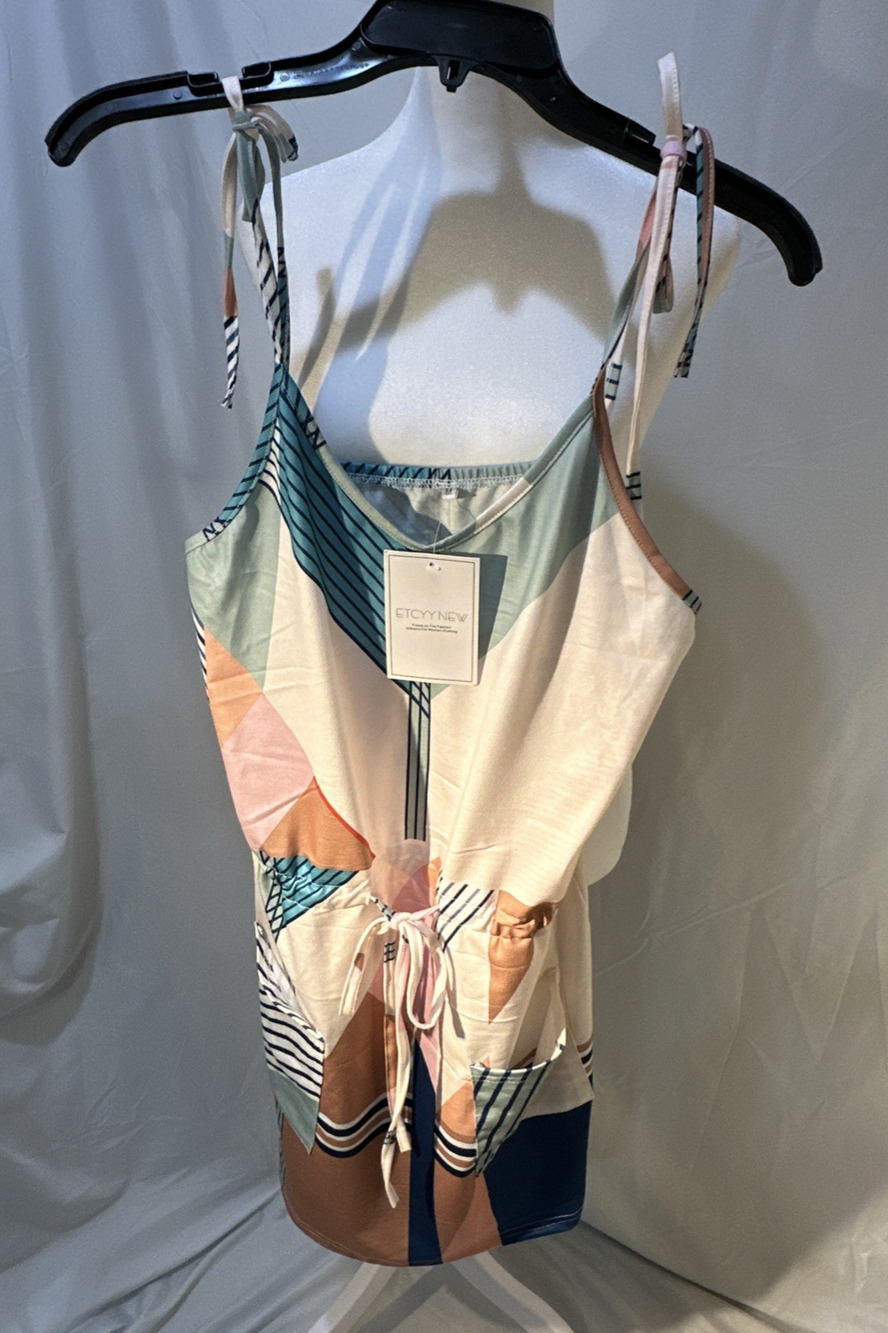 ETCYY NWT Abstract Retro 60s Colorblock Dress Women’s Medium Beach/Resort Style
